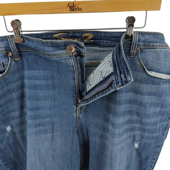 EUC Seven7 Boot Blue Cotton Blend Jeans Womens Size 28 - Picture 4 of 8